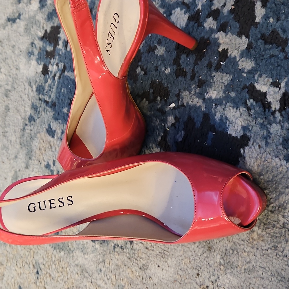Guess open toe high-heeled slingbacks